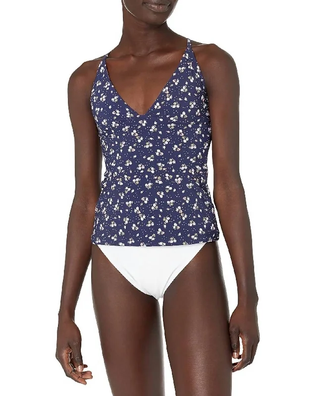 Remix V Neck Tankini In Indigo