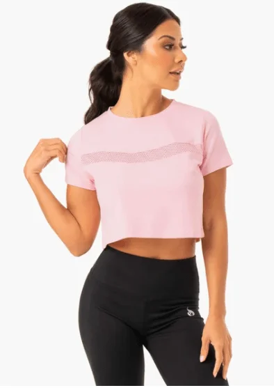 HYBRID MESH TEE - PINK