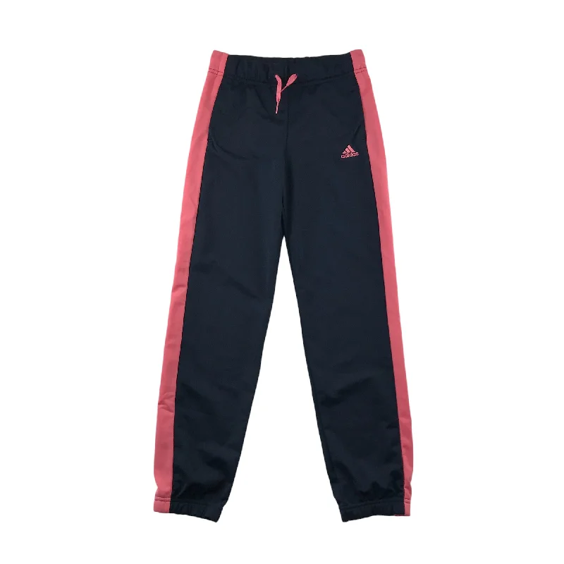 Adidas Sports Joggers 9-10 Years Navy with Pink Side Stripes