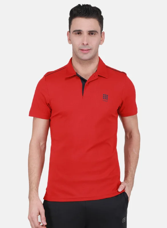 Rock-it Men Red Solid T-Shirt