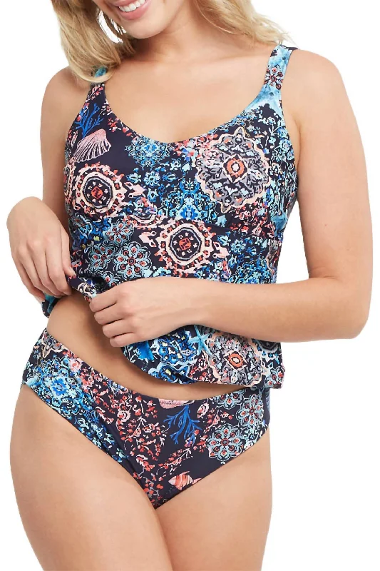 Aruba Under The Sea Tankini Reversible 2 Piece Swimsuit In Navy