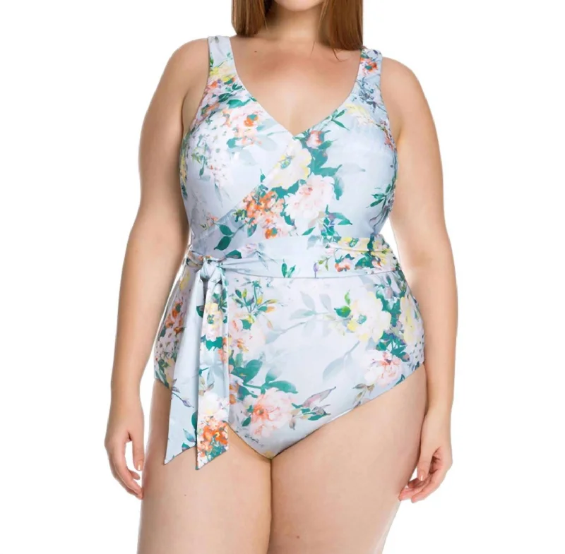 Tie Side One Piece Swimsuit - Plus In Femme Flora