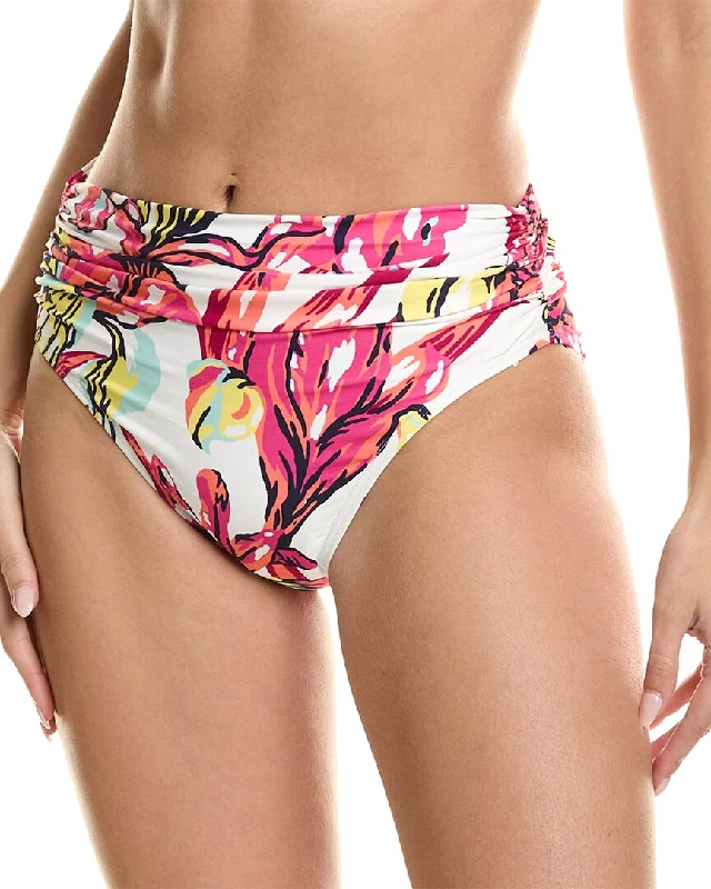 Carmen Marc Valvo Shirred Waist Bikini Bottom