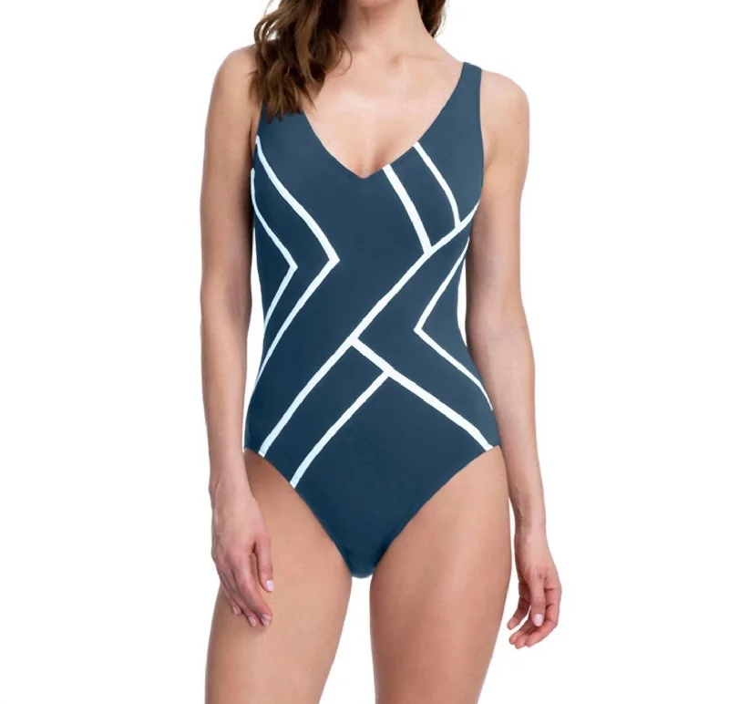 High Back One Piece Swimsuit In Got Mirage Teal