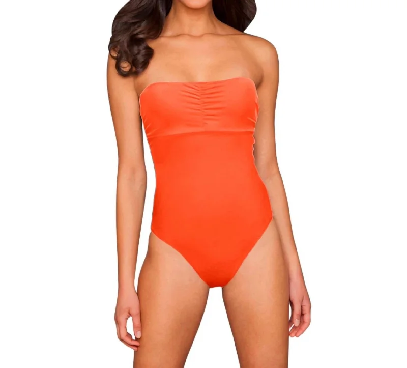 Underwire Bandeau One Piece Swimsuit In Orange