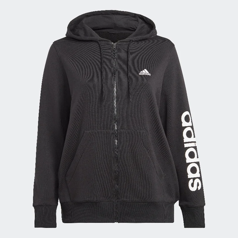 Women's adidas Essentials Linear Full-Zip French Terry Hoodie (Plus Size)