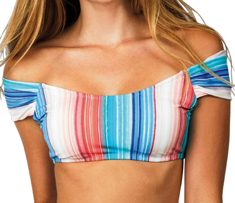 Off The Shoulder Island Bikini Top In Newport Stripe