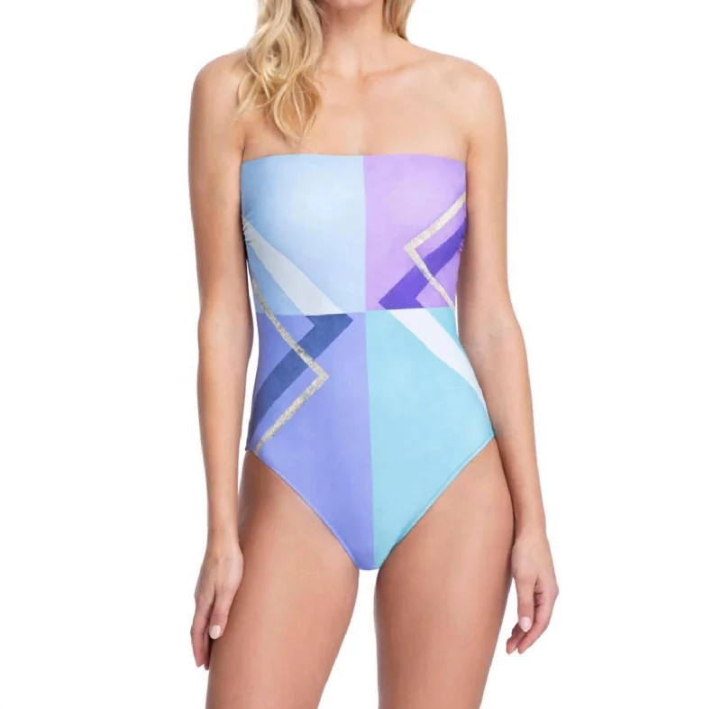 Bandeau Strapless One Piece Swimsuit In Got Modern Art