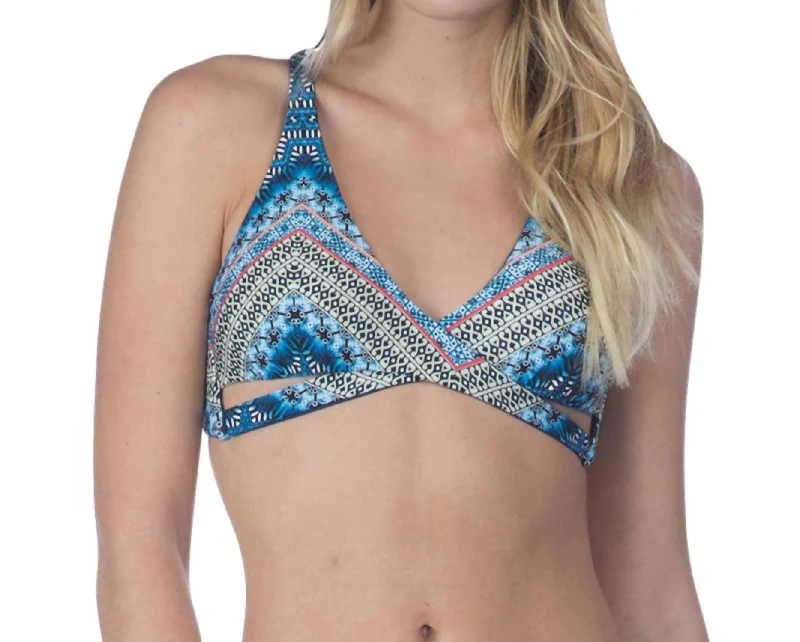 Chevron Faux Wrap Bikini Top In Nomad