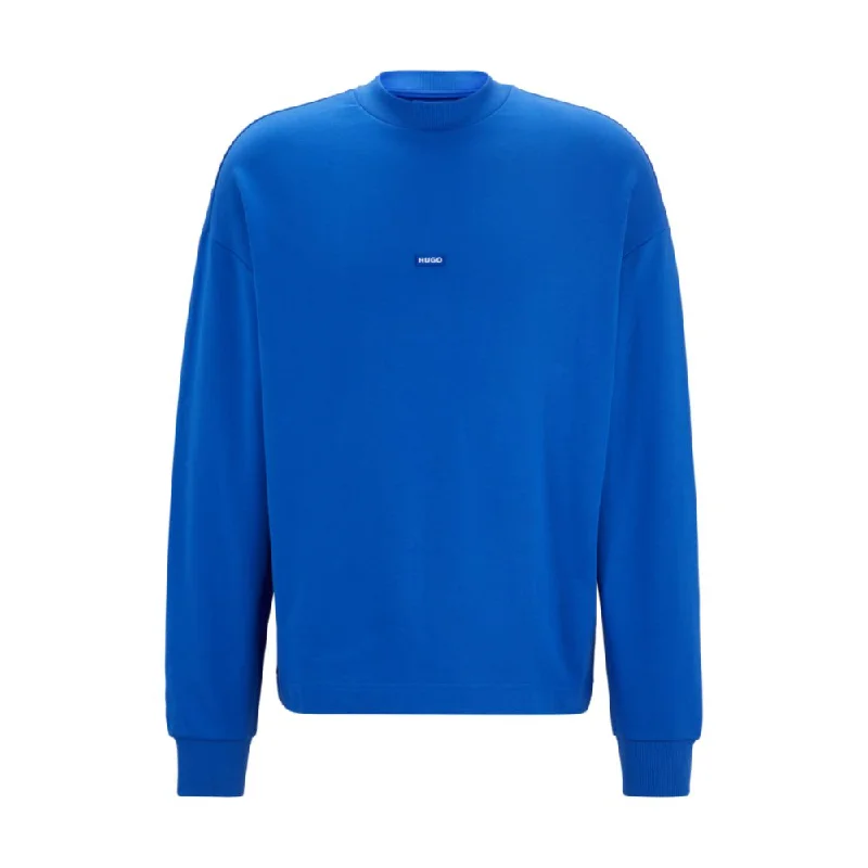 Cotton-terry sweatshirt with blue logo label