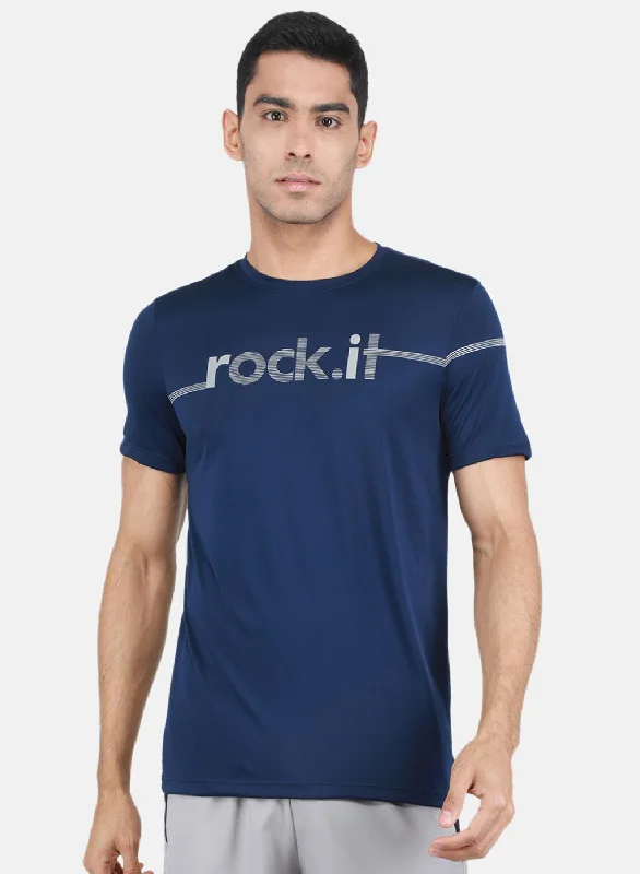 Rock-it Men Blue Printed T-Shirt