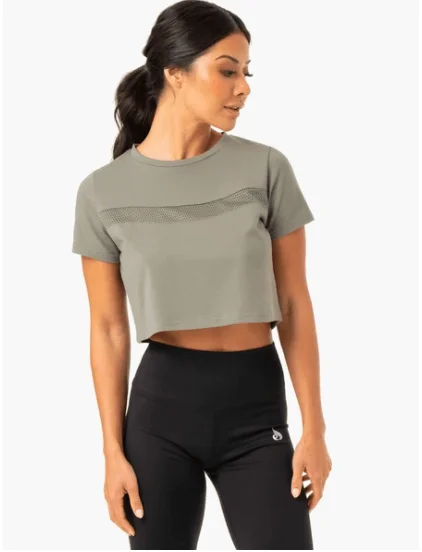 HYBRID MESH TEE - KHAKI