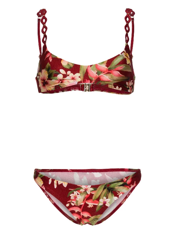 Zimmermann Lexi Diamond Trim Bikini Red Palm