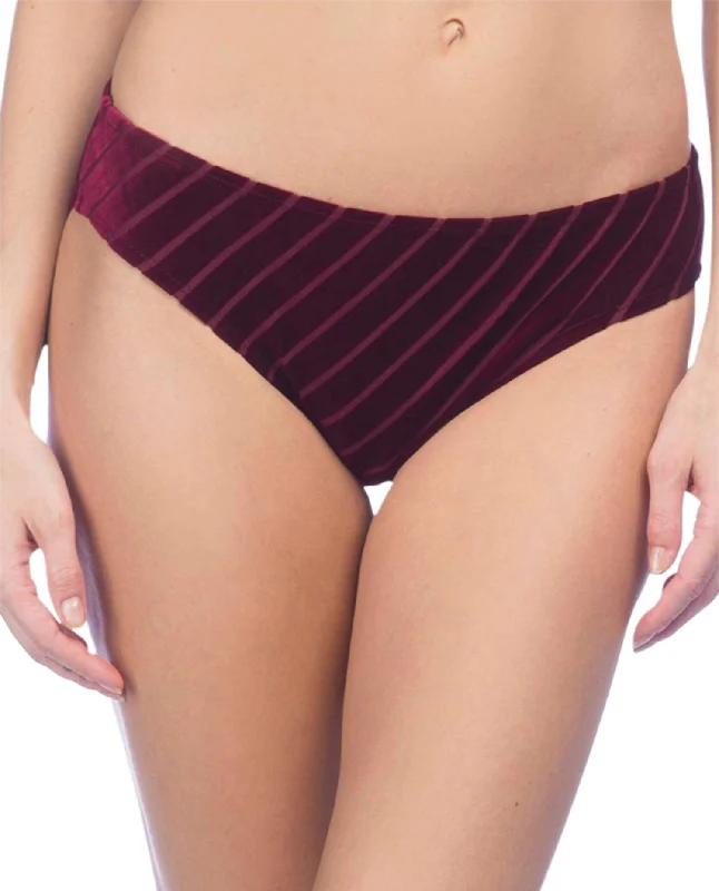 Stripe Hipster Bikini Bottom In Kkc Burgundy Velvet