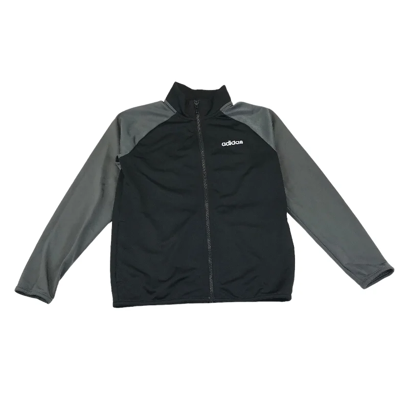 Adidas Black and Grey Zip Sweatshirt Age 9