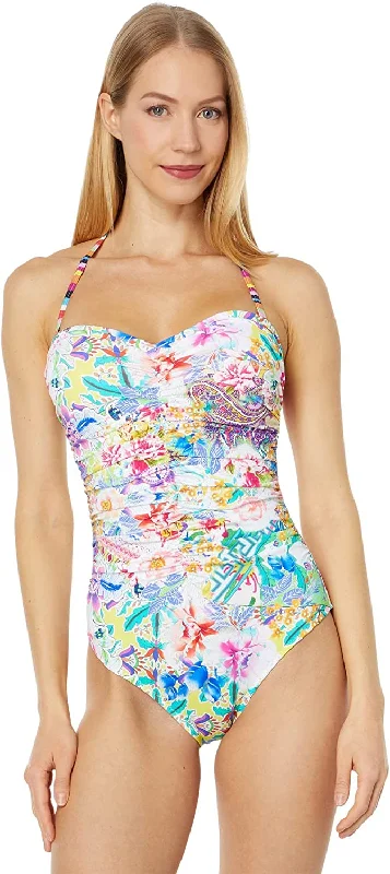 Johnny Was Women Ruched Sweetheart One-Piece Multi Swimsuit