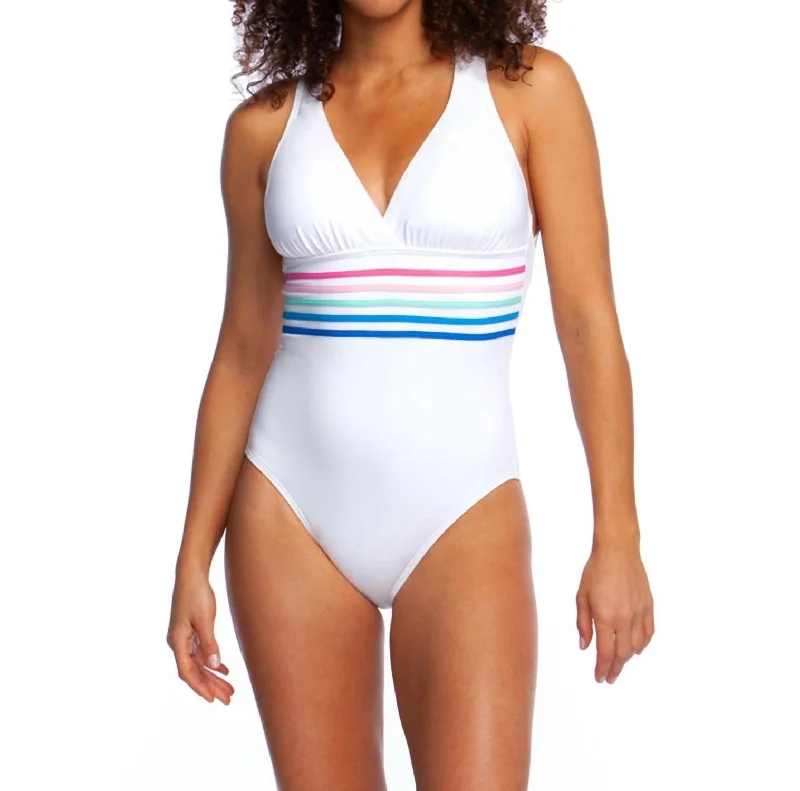 Cross Back One Piece Swimsuit In White