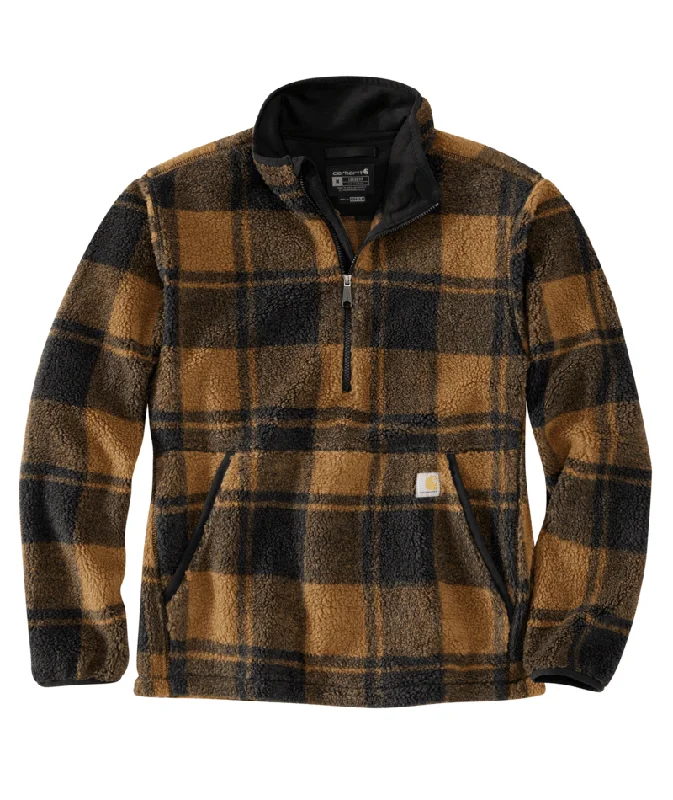 Loose Fit Fleece Pullover - 2 Warmer Rating - Carhartt Brown / Black Plaid