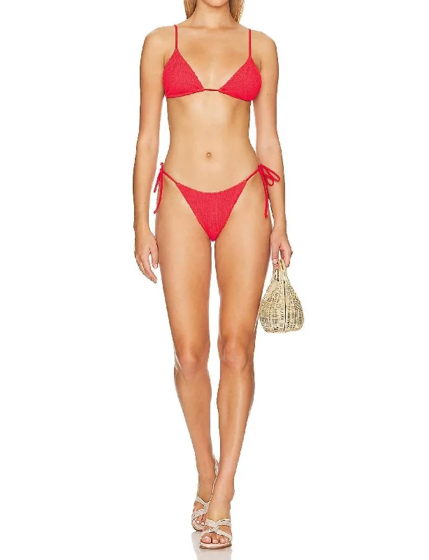 Tides Bikini Bottom In Red Scrunch