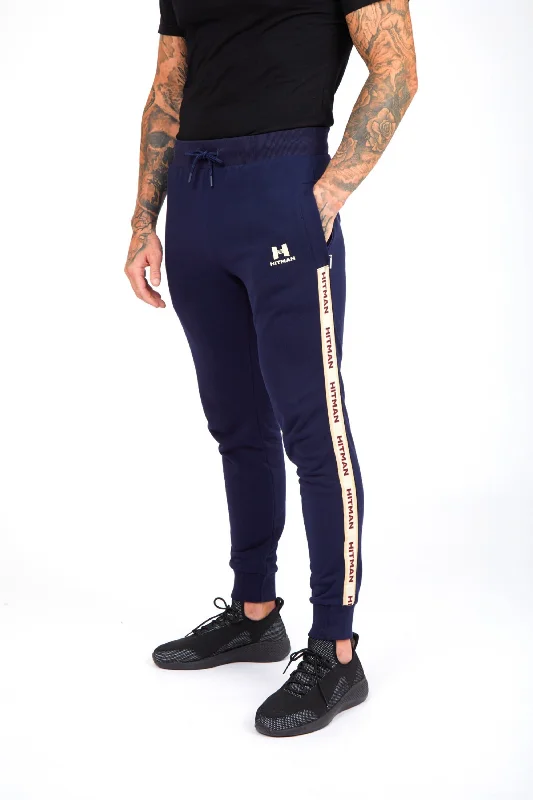 NAVY - JOGGERS- CREAM TAPE