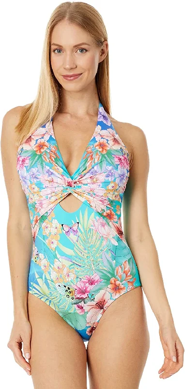 Johnny Was Women's Tie-Dye Twist Keyhole One-Piece Multi Swimsuit