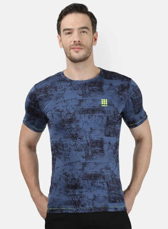 Mens Blue Printed T-Shirt