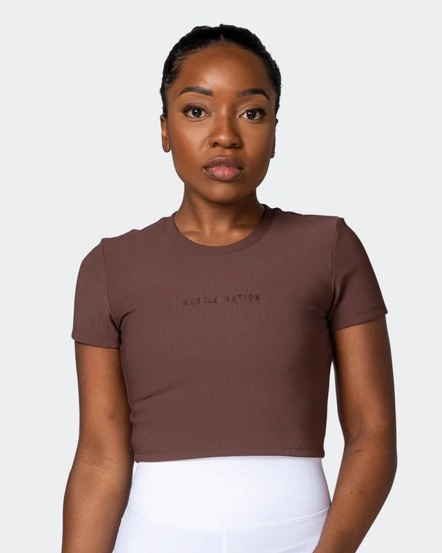 Off Duty Rib Cropped Tee - Coffee