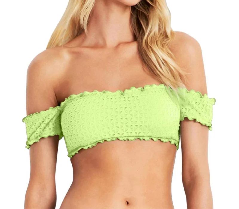 Off The Shoulder Bikini Top In Sea Neon Green