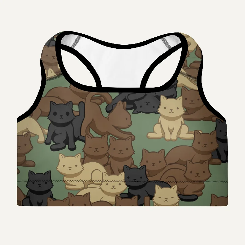 Cats Camouflage Woodland Padded Sports Bra