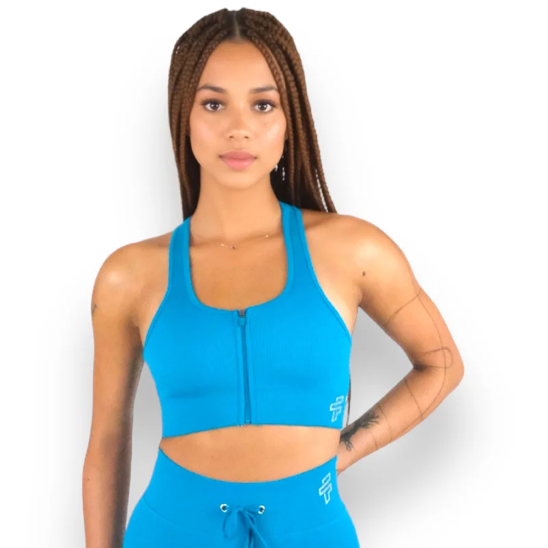 Teal Ribbed Sports Bra