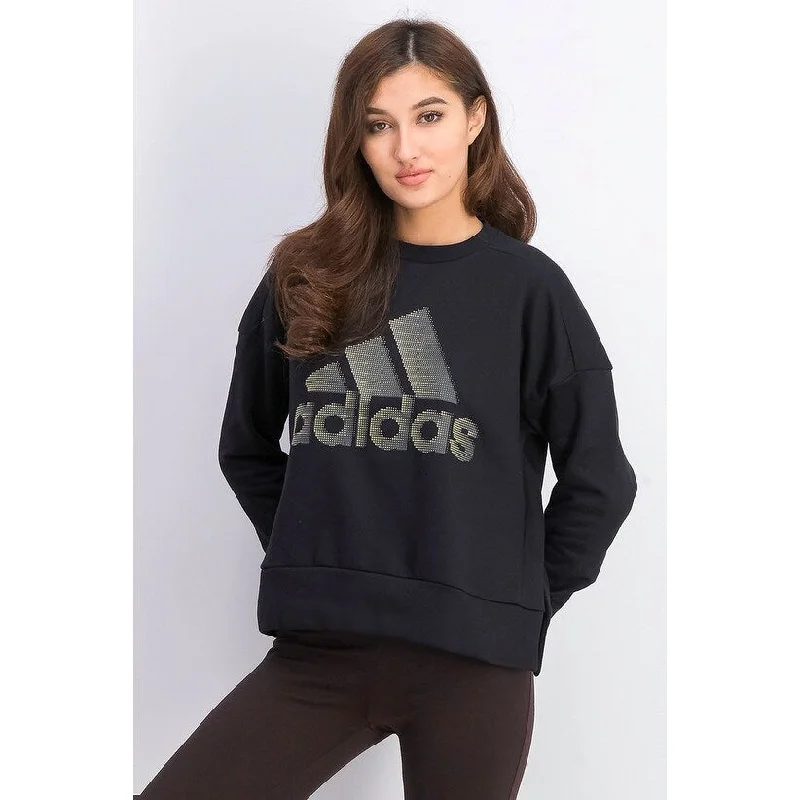 Adidas Women's Glam-Logo Sweatshirt Black Size Extra Small - X-Small