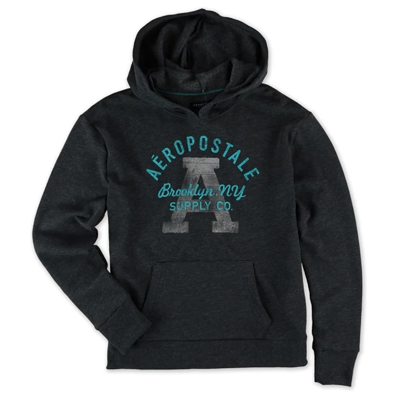 Aeropostale Womens Brooklyn Supply Co. Hoodie Sweatshirt, Grey, X-Small