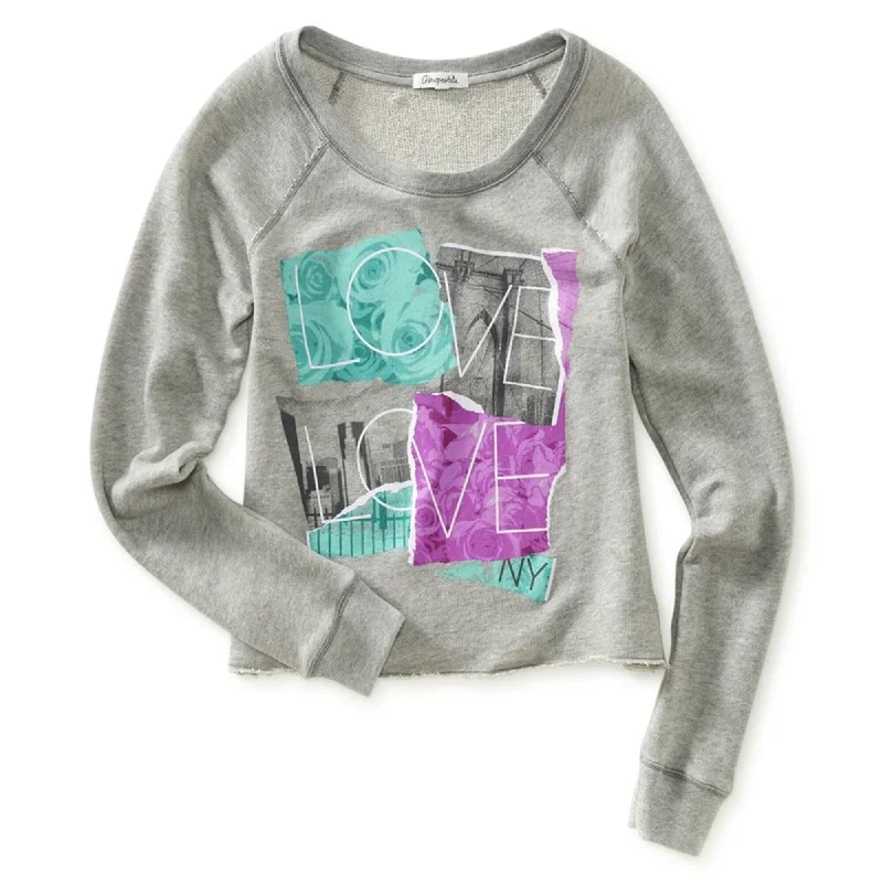 Aeropostale Womens Love Ny Screenprint Cropped Sweatshirt