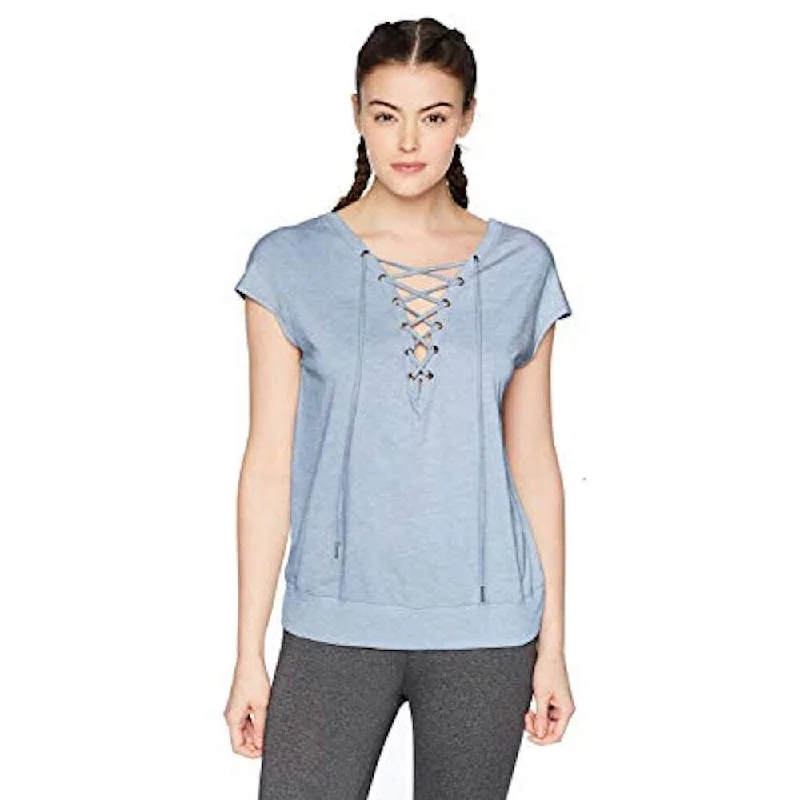 Calvin Klein Women's Performance Classic Lace Up Icy Wash Tee Blue XL - XL (16)