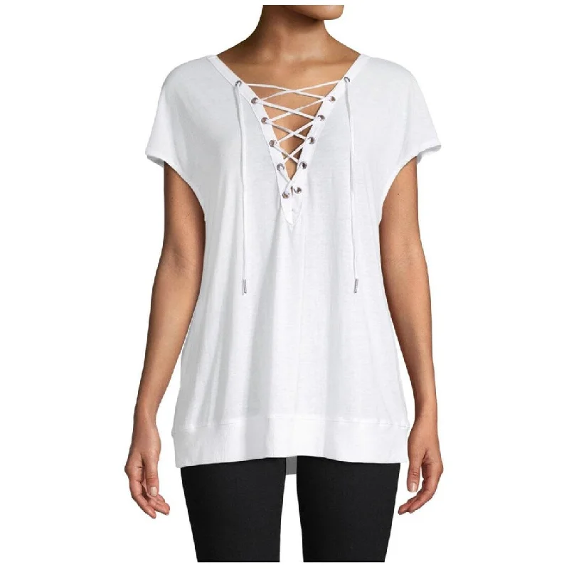 Calvin Klein Women's Performance Classic Lace Up Tee Icy Wash White XL - Black - XL (16)