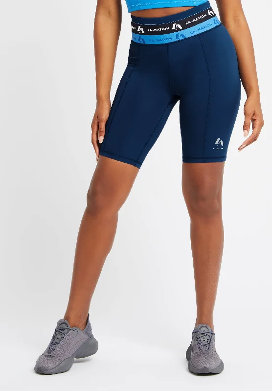 Cycling Shorts with logo waistband-Dark Blue