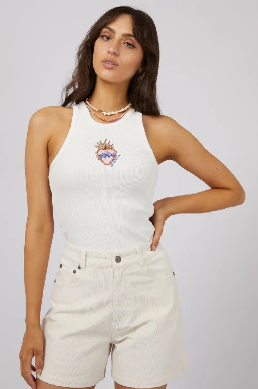 Daria Rib Baby Tank | Vintage White