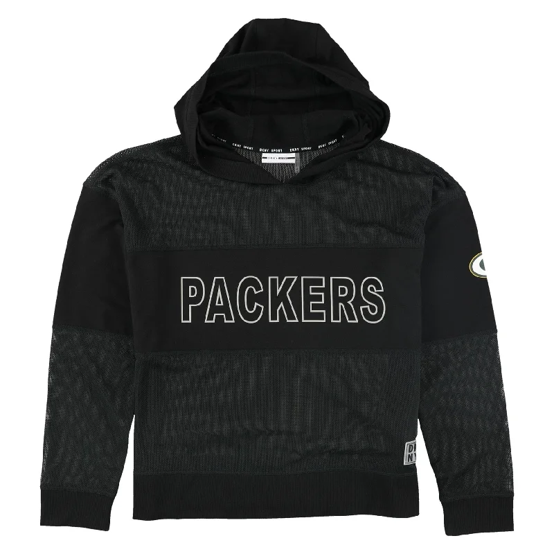 Dkny Womens Green Bay Packers Mesh Hoodie Sweatshirt