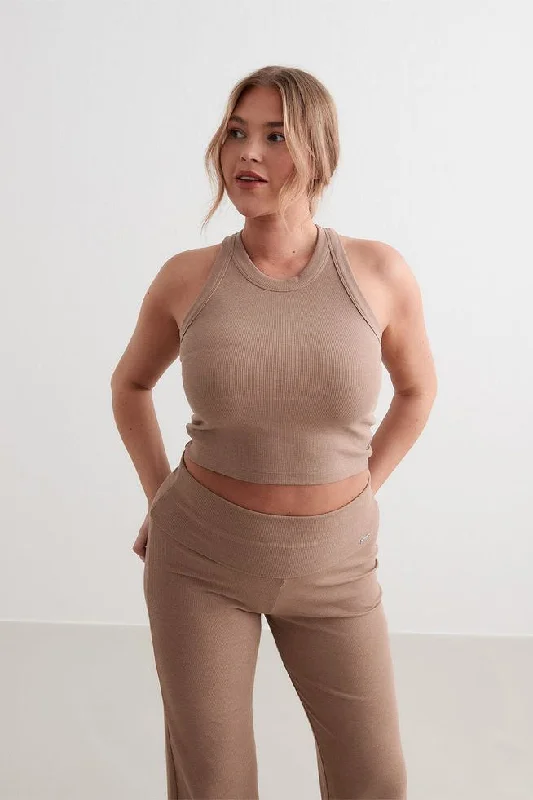 Ease Ribbed Tank | Toffee Melange