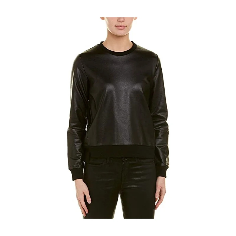 Elevenparis Womens Faux Leather Sweatshirt