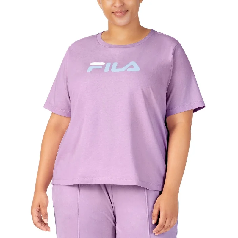 Fila Women's Thea Cotton Logo Short Sleeve T-Shirt Purple Size 2X