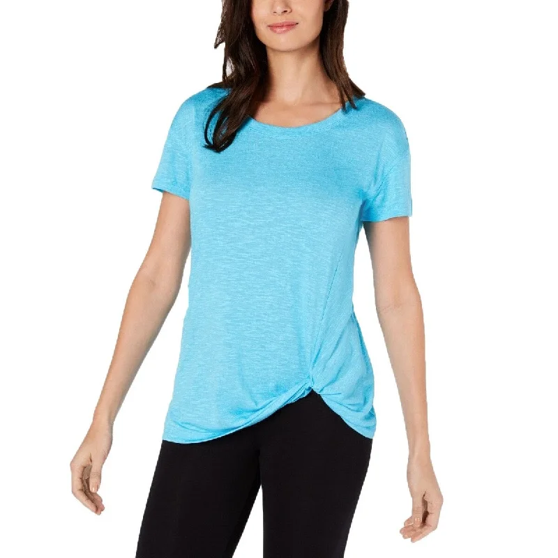 Ideology Women's Knot-Front T-Shirt Aqua Size Extra Small - X-Small