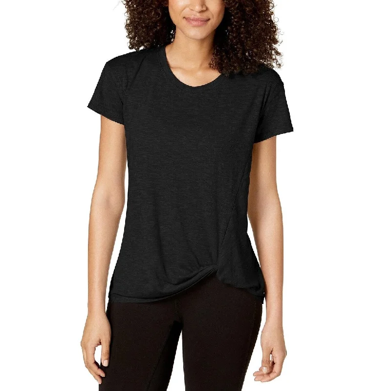 Ideology Women's Knot-Front T-Shirt Black Size 2 Extra Large - XX-Large