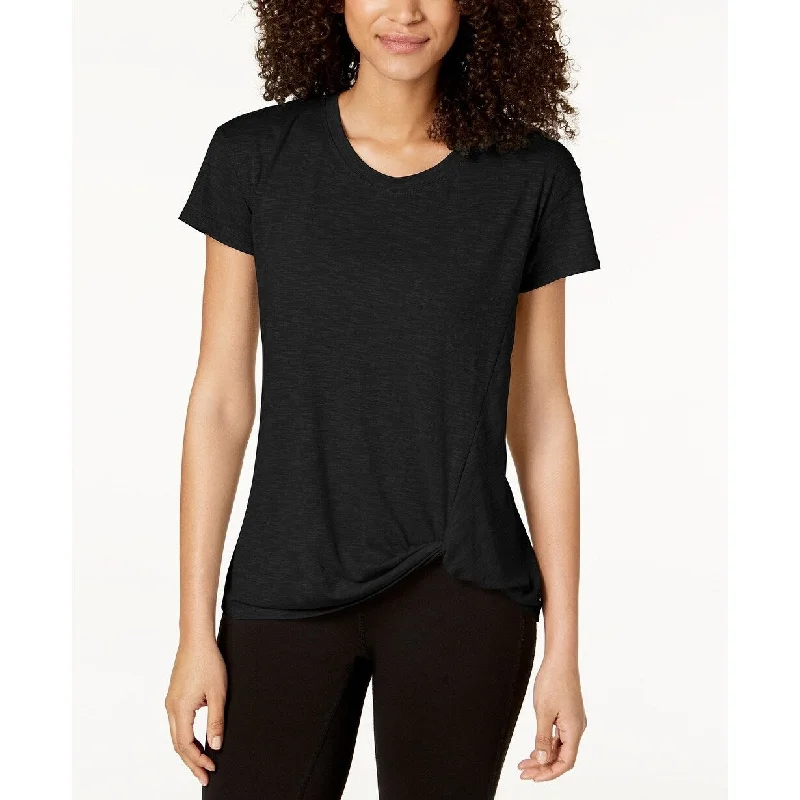 Ideology Women's Knot-Front T-Shirt Black Size Extra Large - X-Large