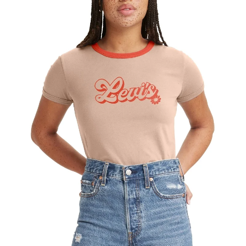 Levi's Women's Cotton Logo Ringer T-Shirt Orange Size X-Small - XS