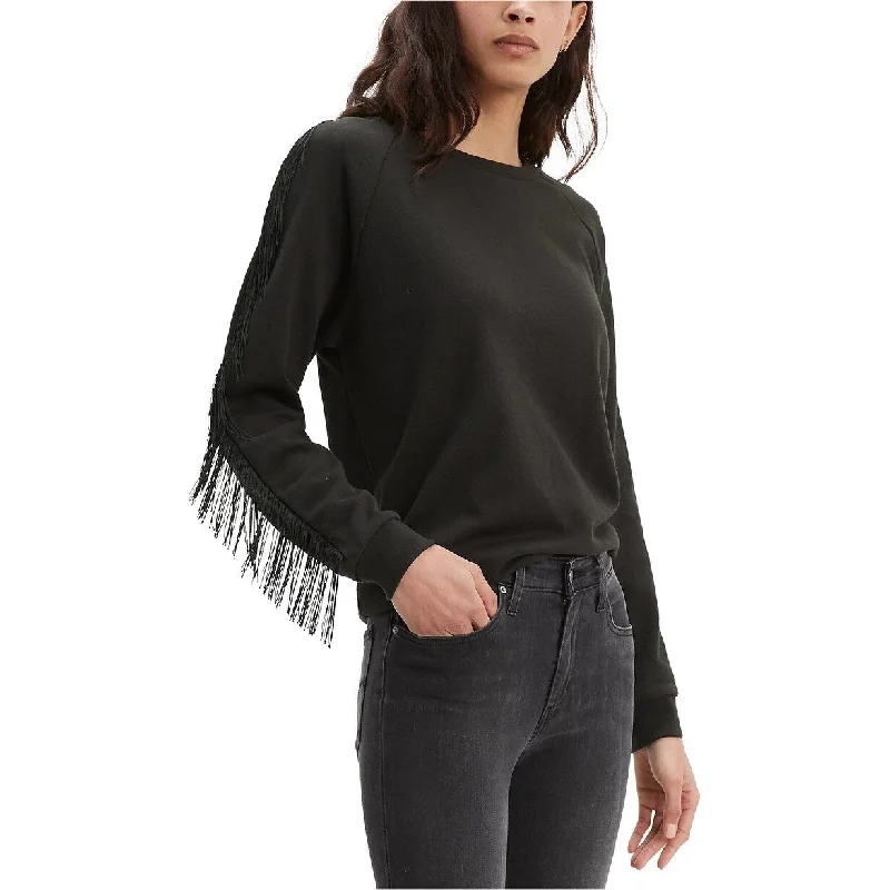 Levi's Women's Fringed Crewneck Sweatshirt Black Size Medium