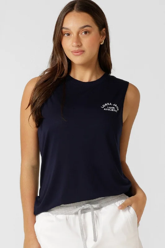 Lotus Muscle Tank | French Navy