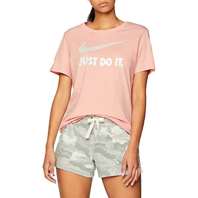 Nike Women's Sportswear "Just Do It" Graphic Tee Pink, Size Large - Pink - l (12 - 14)