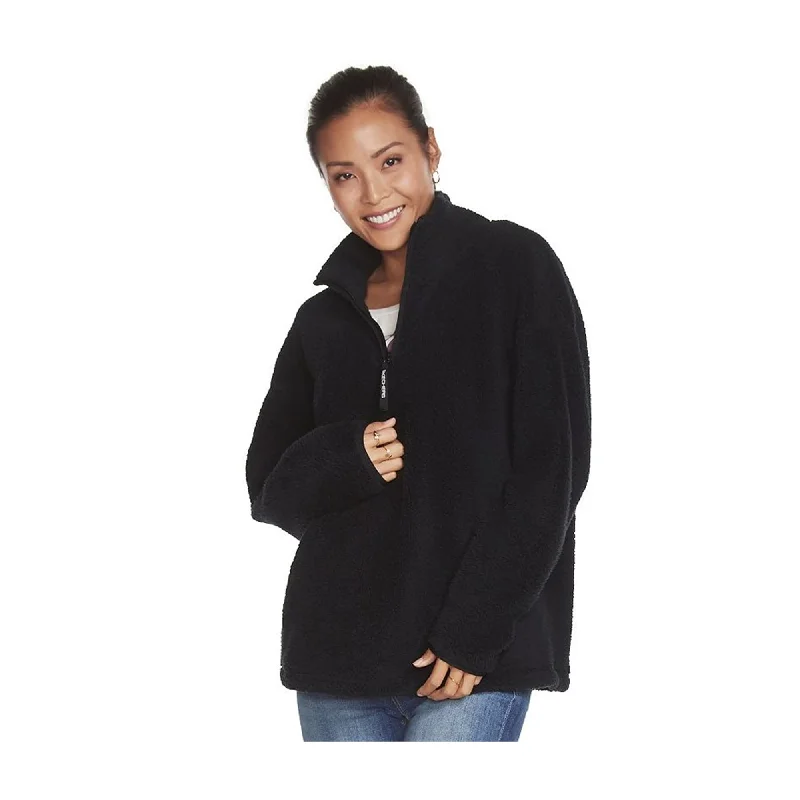 Skechers Womens Restful Sherpa 1/4 Zip Sweatshirt, Black, X-Large