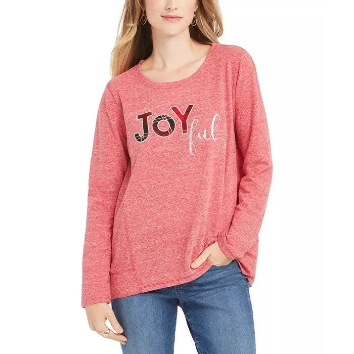 Style & Co Women's Joyful Graphic Sweatshirt Red Size Large